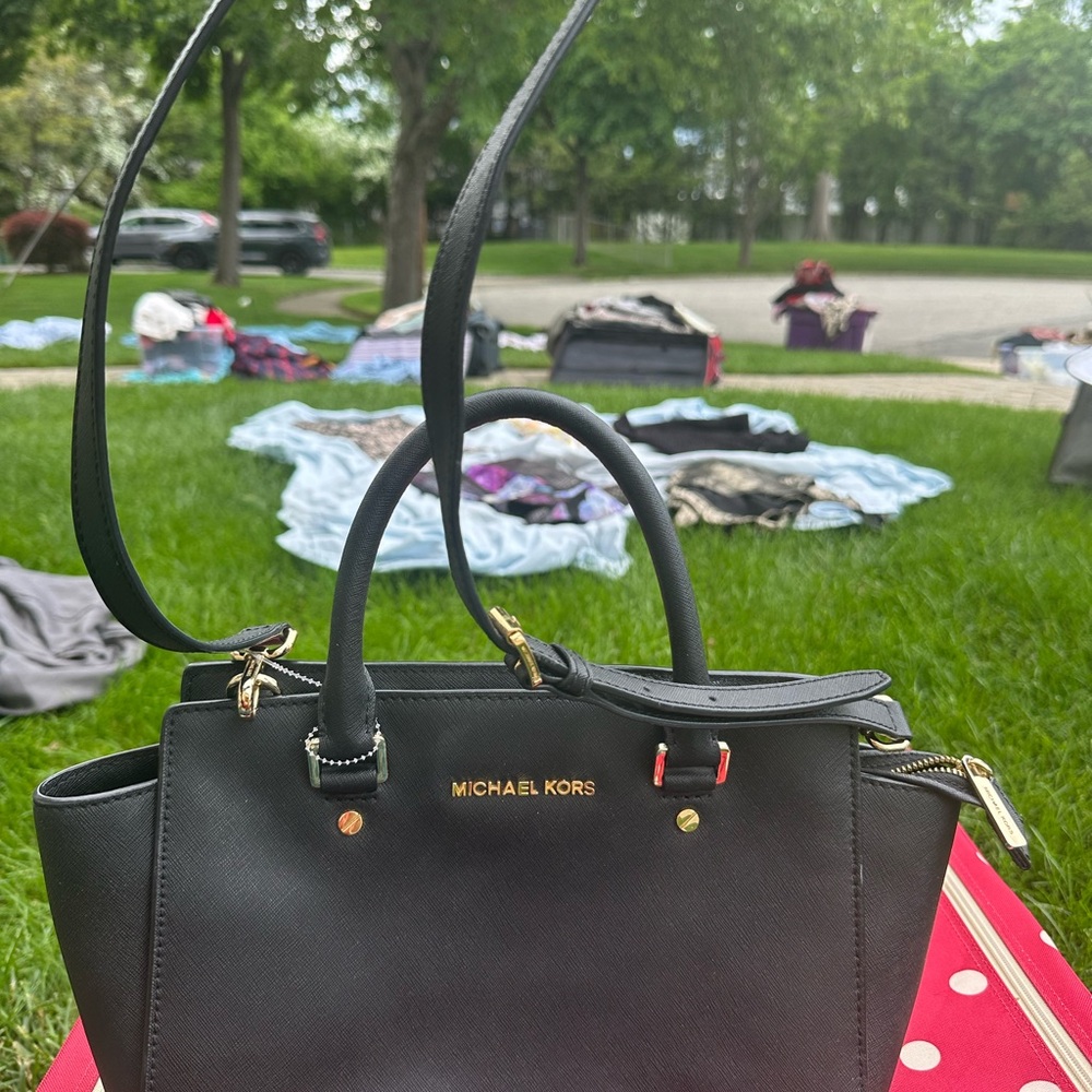 Michael Kors Black Satchel with Gold Hardware